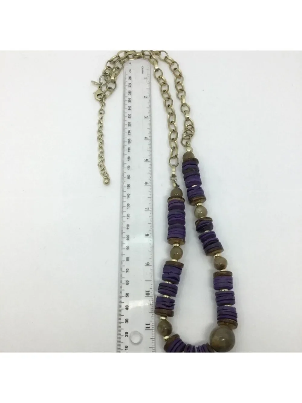 Chico's Goldtone Purple Beaded Long Necklace